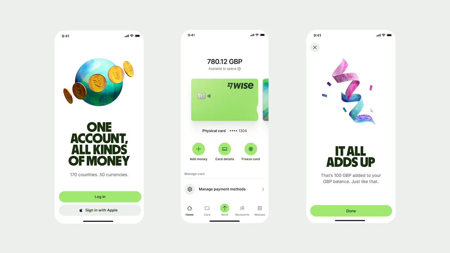 Wise Business app with multi-currency balances and debit card