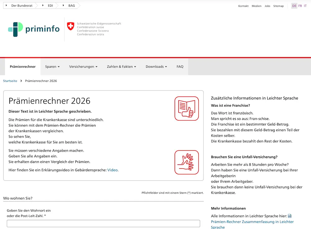 Entering my information on priminfo