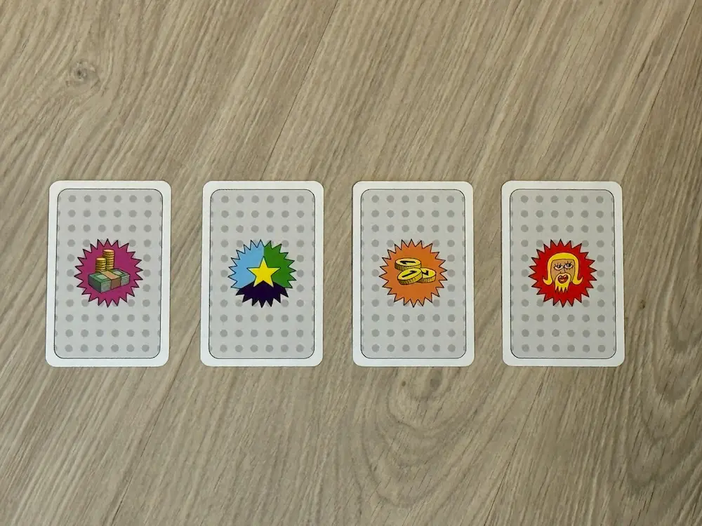 The different card types in the Ciao CASH game