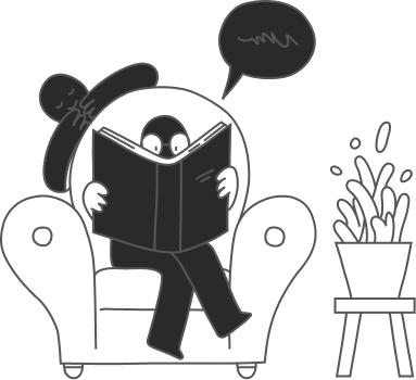 Illustration art of someone sitting on a couch and reading