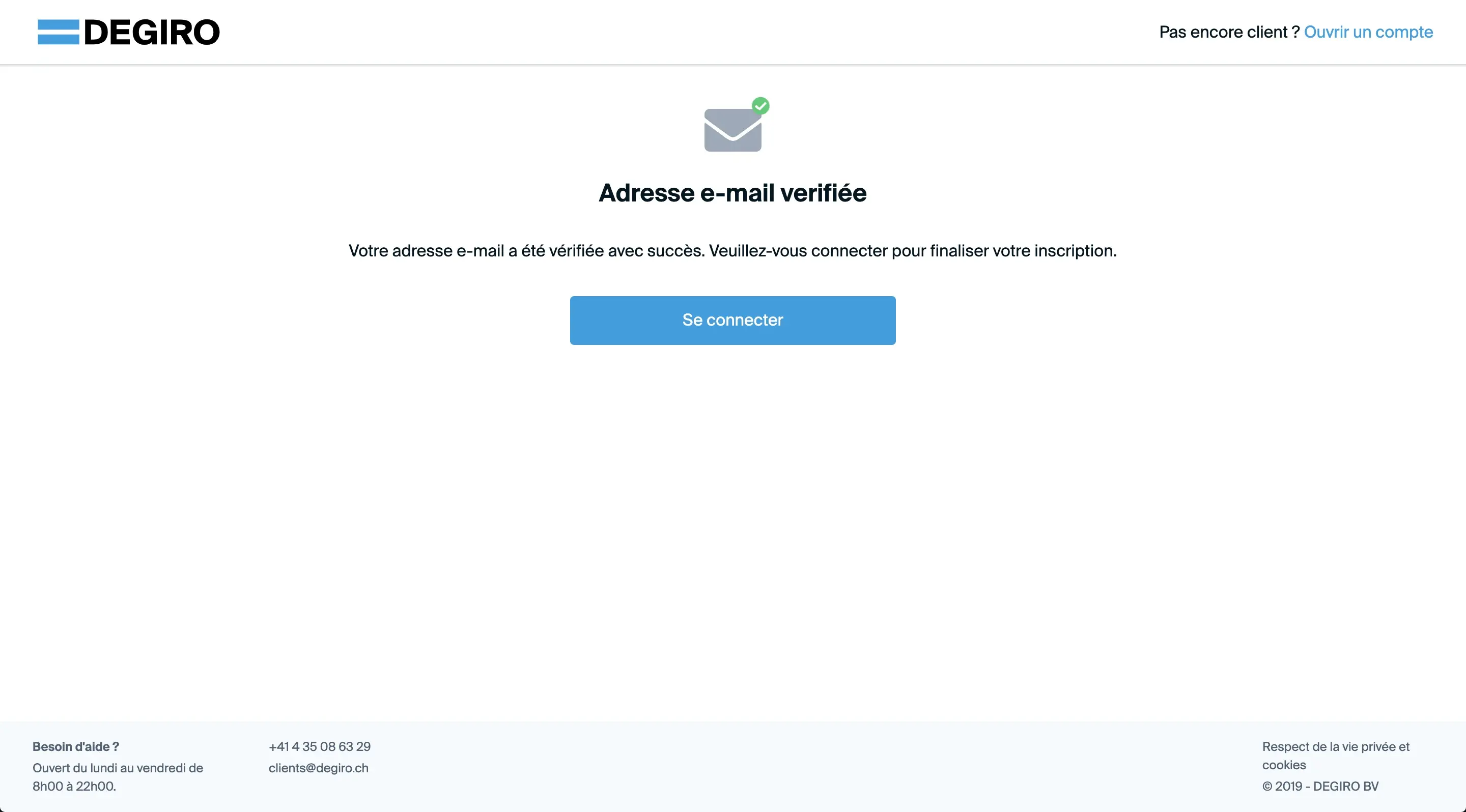 Alles OK, deine E-Mail-Adresse ist verifiziert