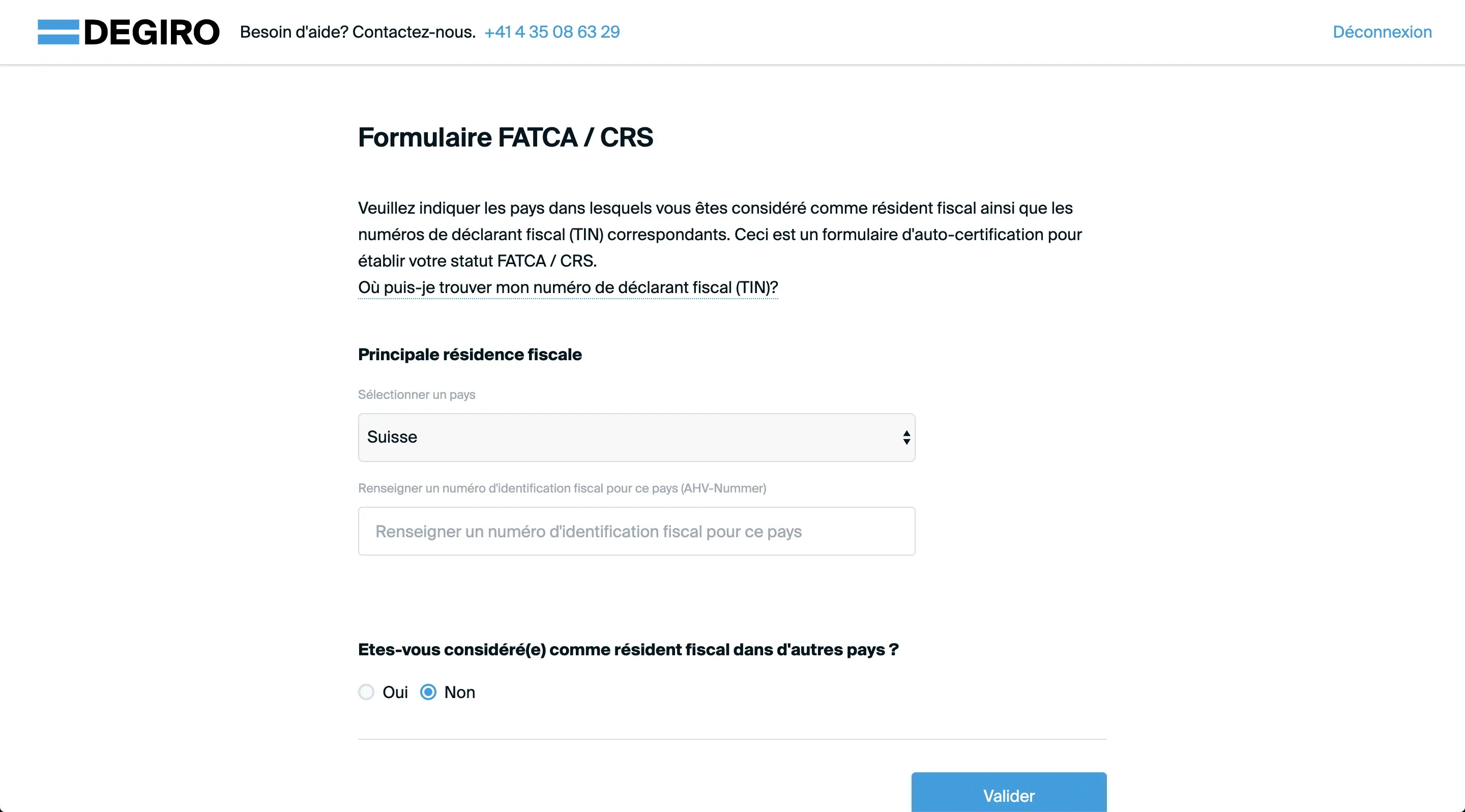 Zum Glück kümmert sich DEGIRO automatisch um all das. Du musst nur das Land angeben, in dem du deinen steuerlichen Wohnsitz hast und deine AHV-Nummer