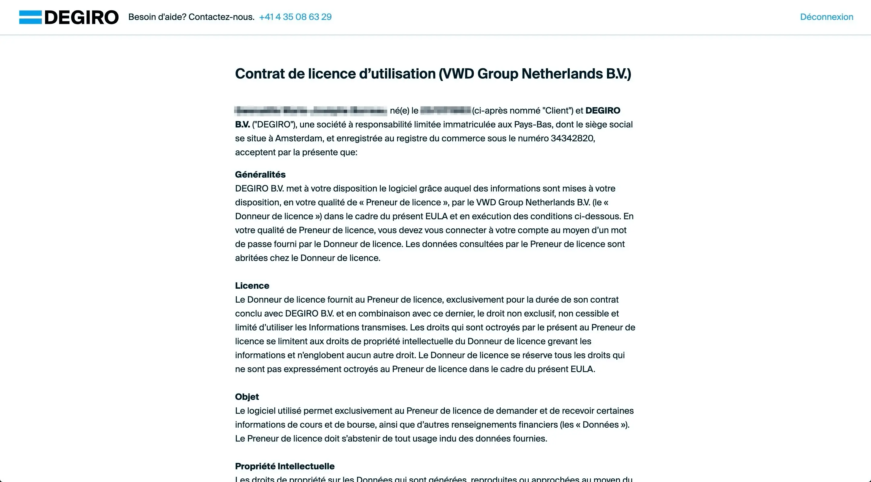 DEGIRO-Softwarelizenzvereinbarung