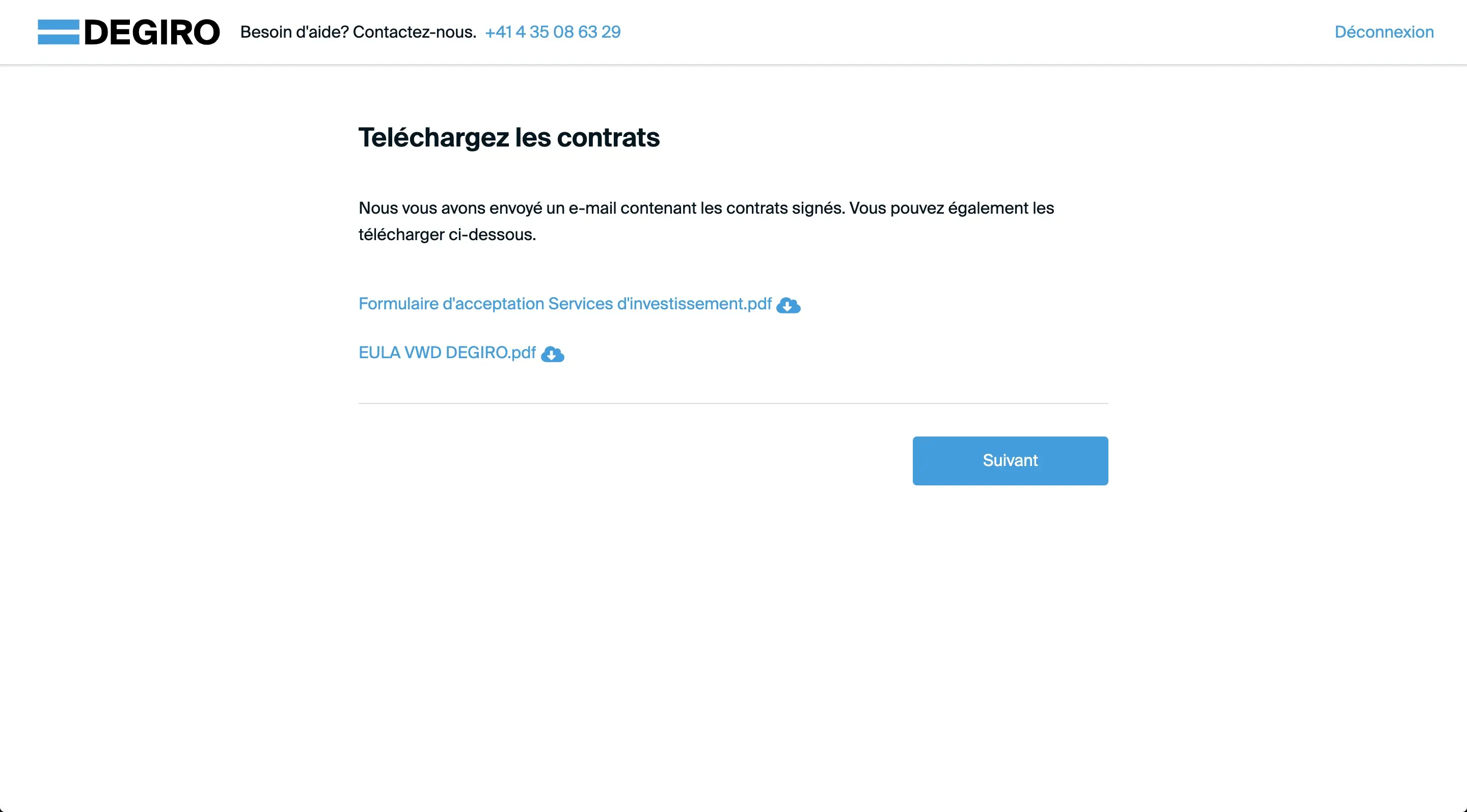 Anschliessend kannst du deine Verträge herunterladen (aber weil sie dir auch per E-Mail zugeschickt werden, habe ich das nicht getan)