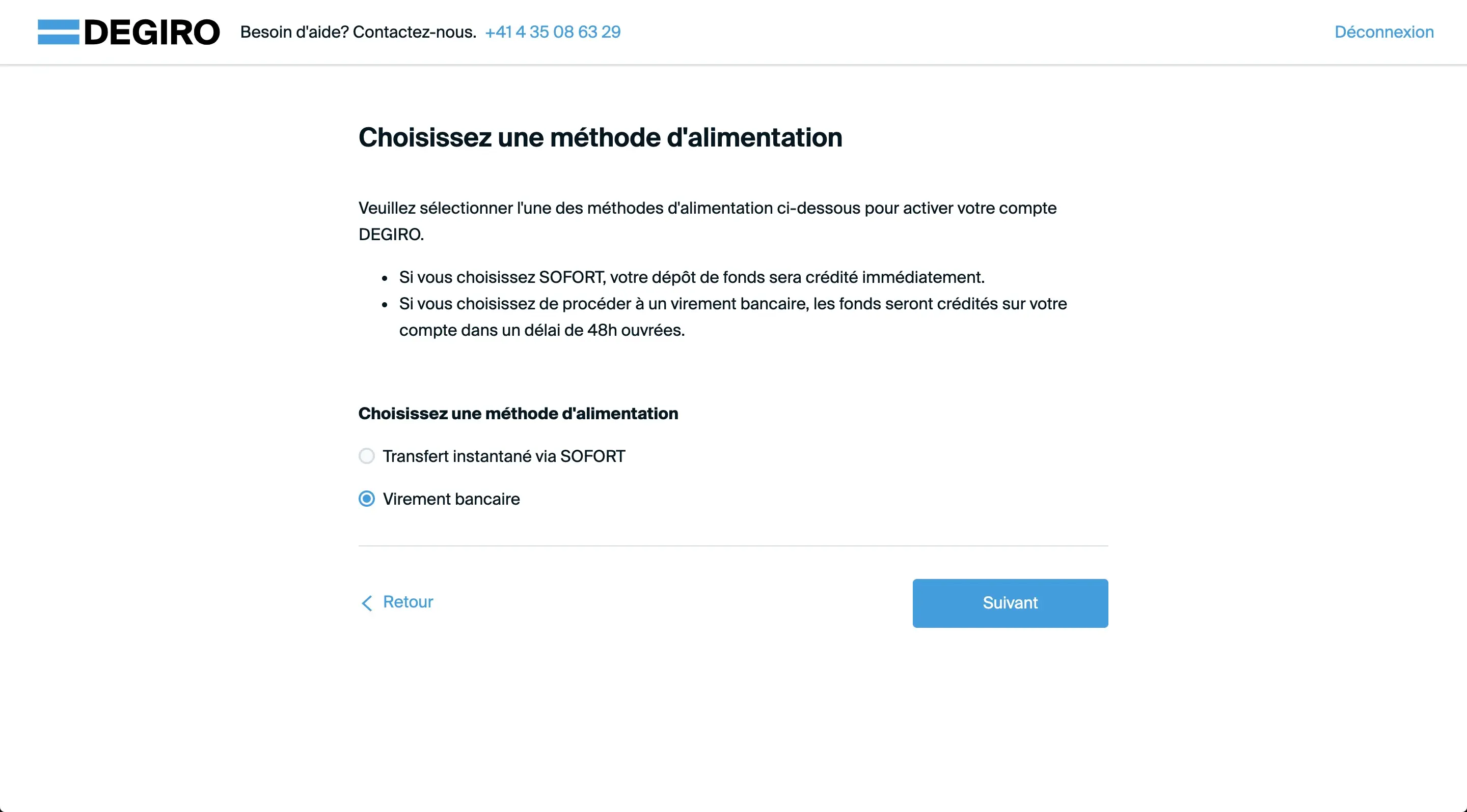 Ich habe die Einzahlung per Standardüberweisung gewählt (da ich die SOFORT-Direktüberweisung weder kannte noch bereits verwendete)