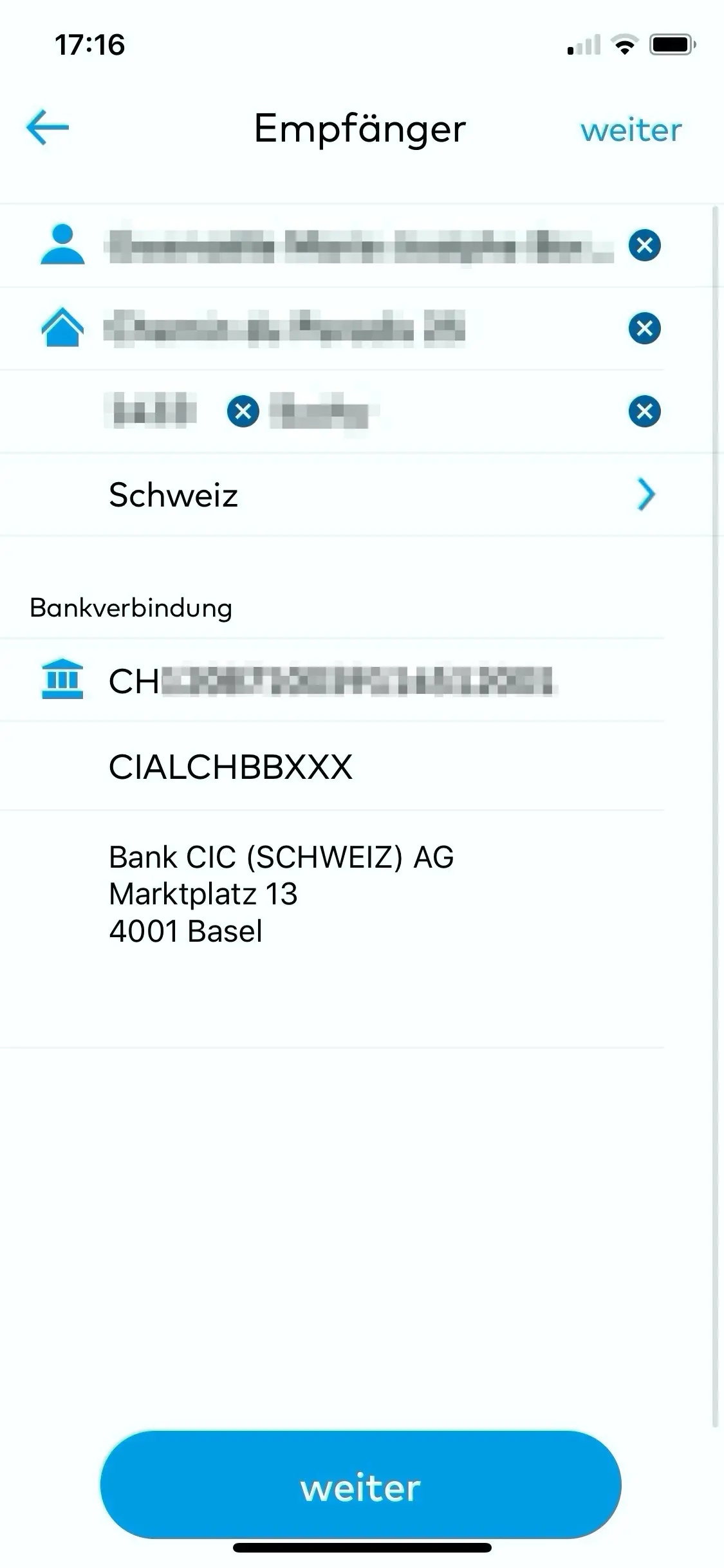 Überweisungsempfänger