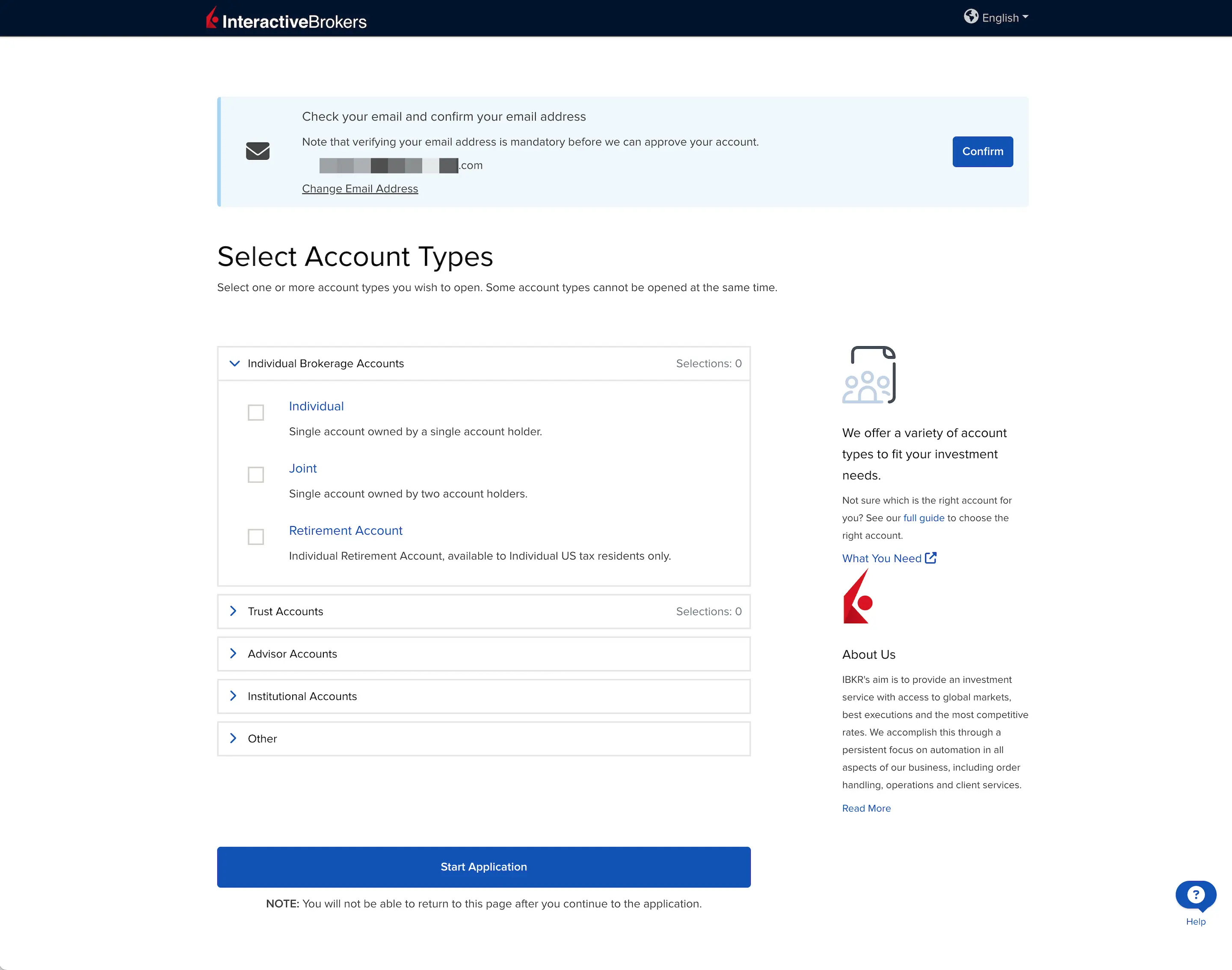 Verification of the newly created account