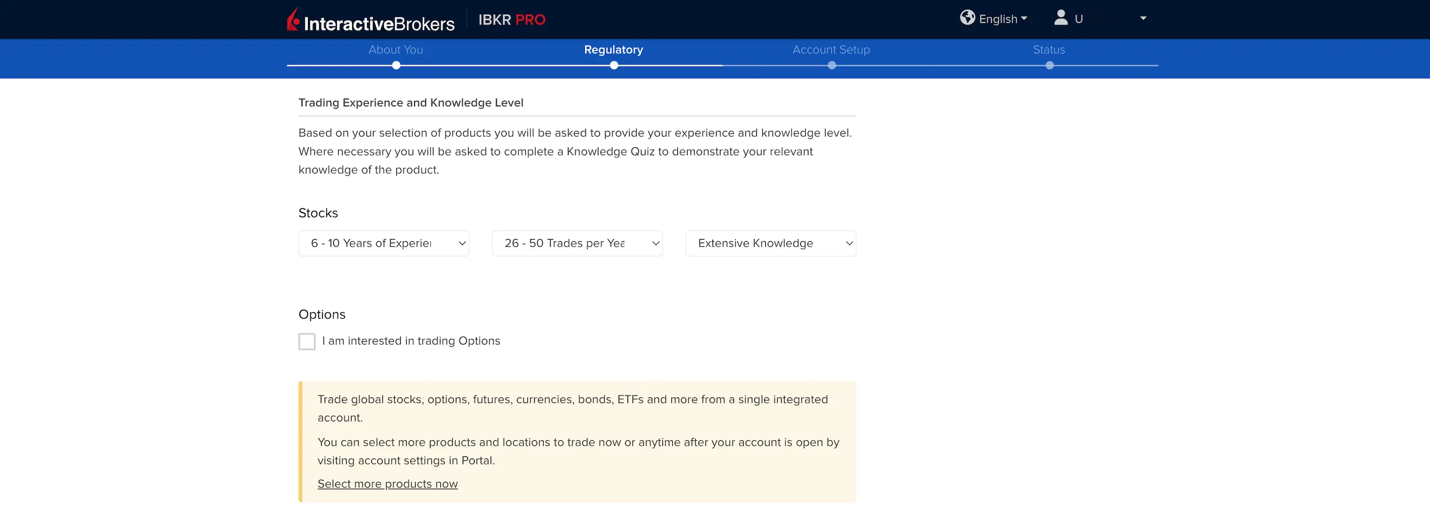Regulatory information: permissions, experiences, and regions of trading