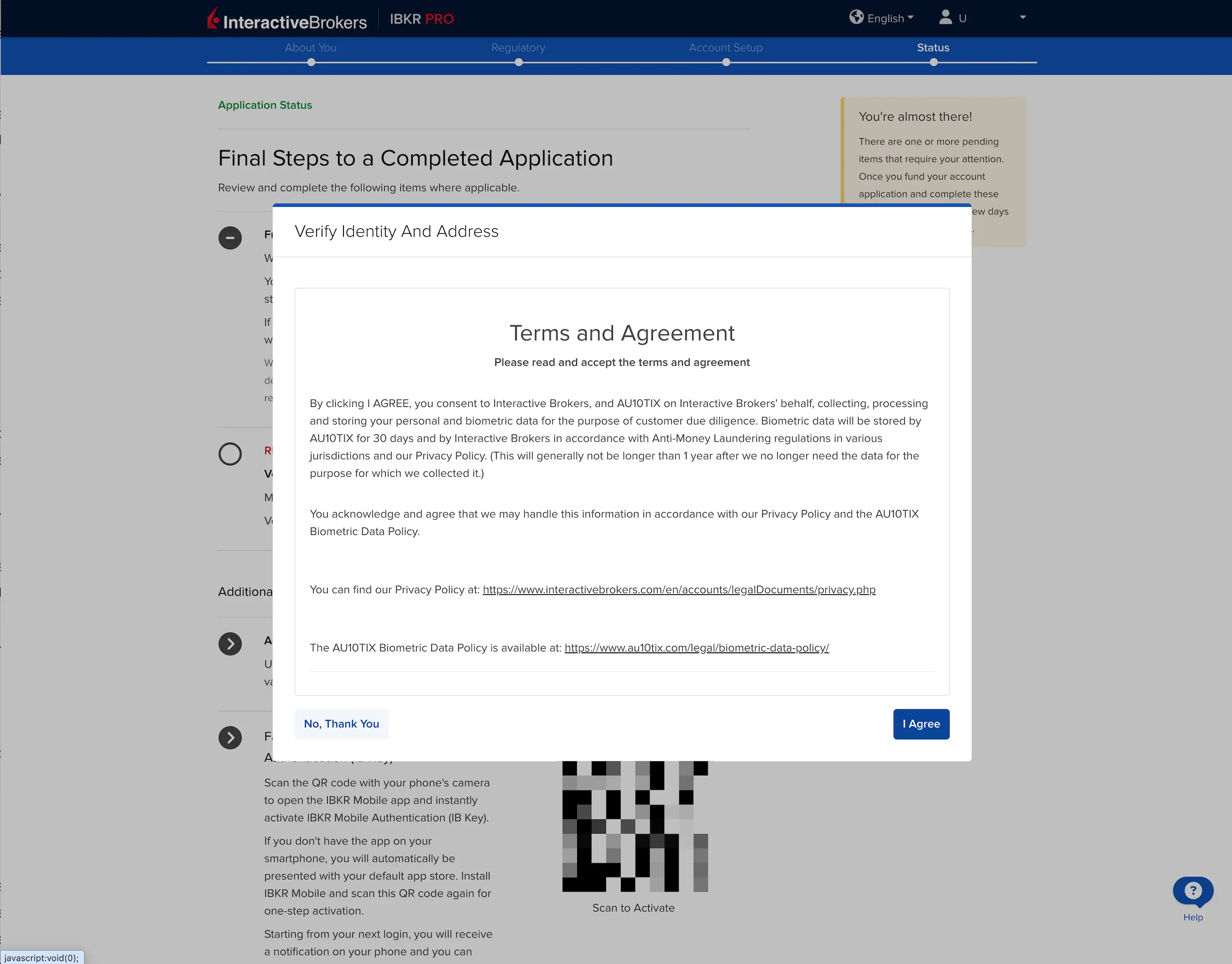 Interactive Brokers identity verification (screen 3/4)