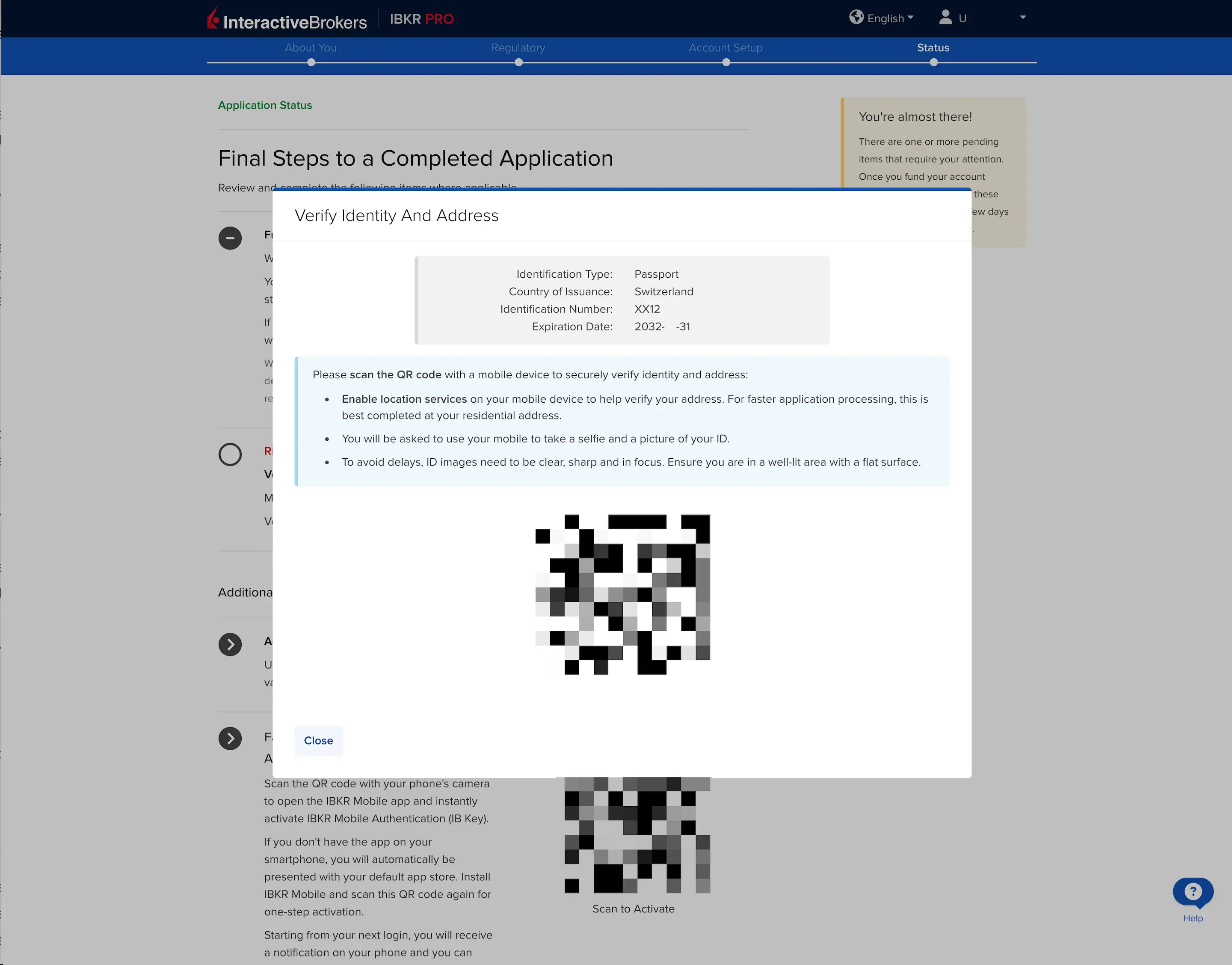 Interactive Brokers identity verification (screen 4/4)