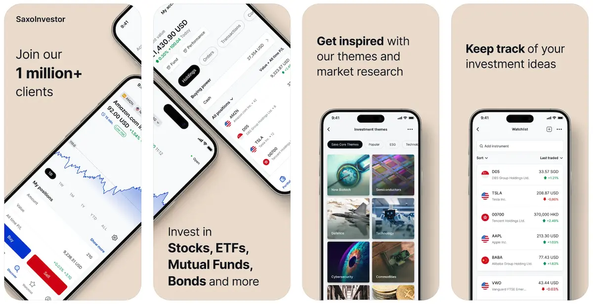 SaxoInvestor mobile application for iPhone