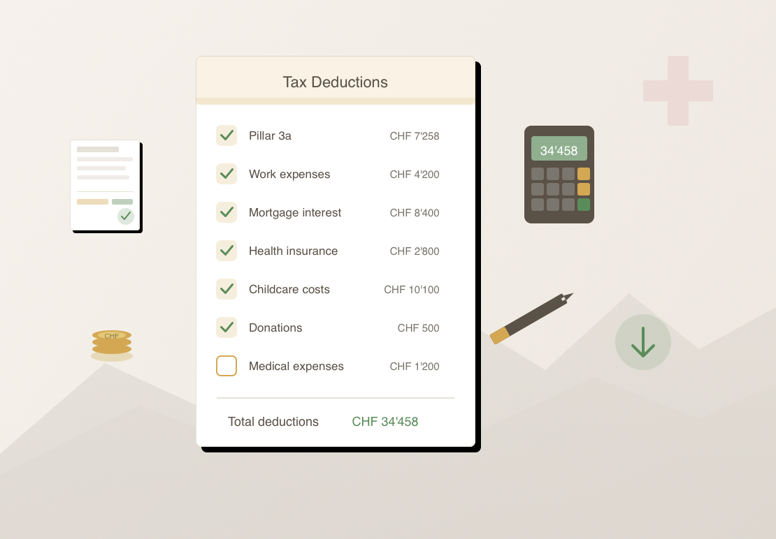 My Swiss tax deductions: real-life example and checklist (2026)